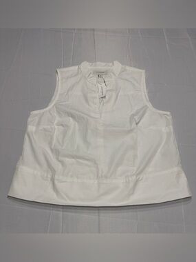 NWT Banana Republic Factory Top Womens Large White Cotton Poplin Split Neck